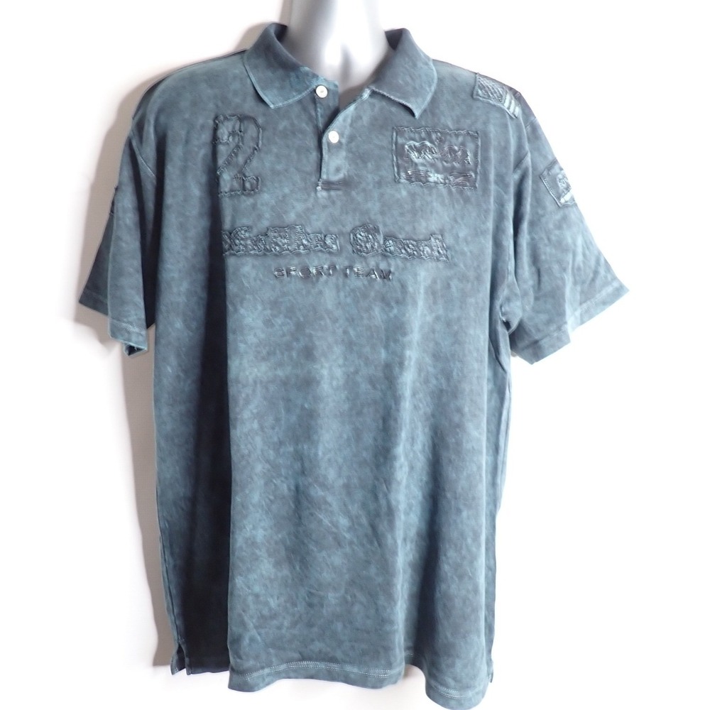 Seven 7 Mens XXL Polo Shirt Distressed Appliqued Short Sleeve Sport Team USA #2